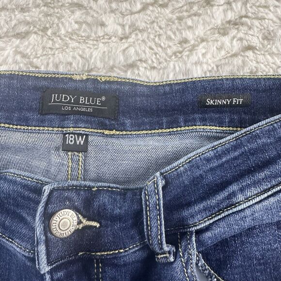 Judy Blue -‎ Womens Jeans - 18W - Blue Denim Skinny Fit - Distressed Skinny Fit - Picture 5 of 16